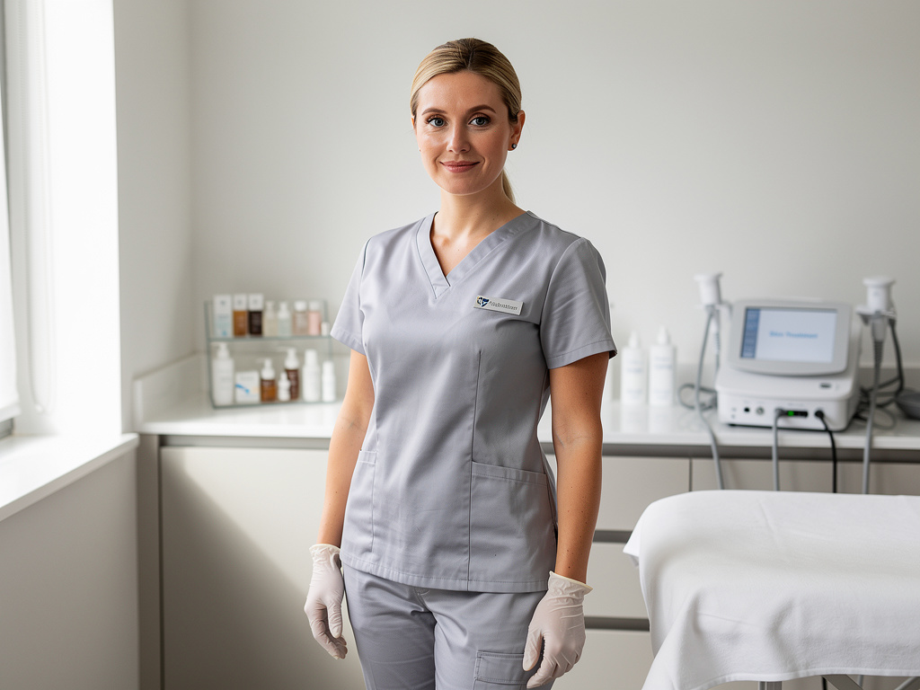 Med-spa technician operating a modern laser handpiece at Bravo MedSpa